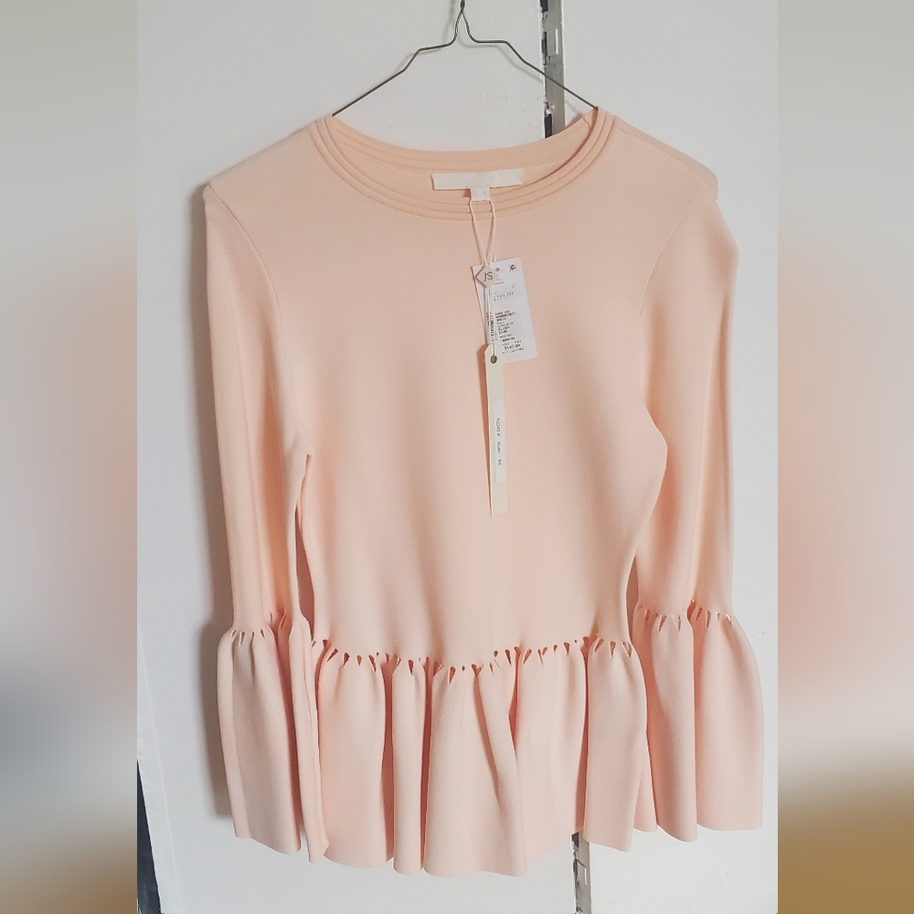 Jonathan Simkhai knit peplum top blush XS, NWT